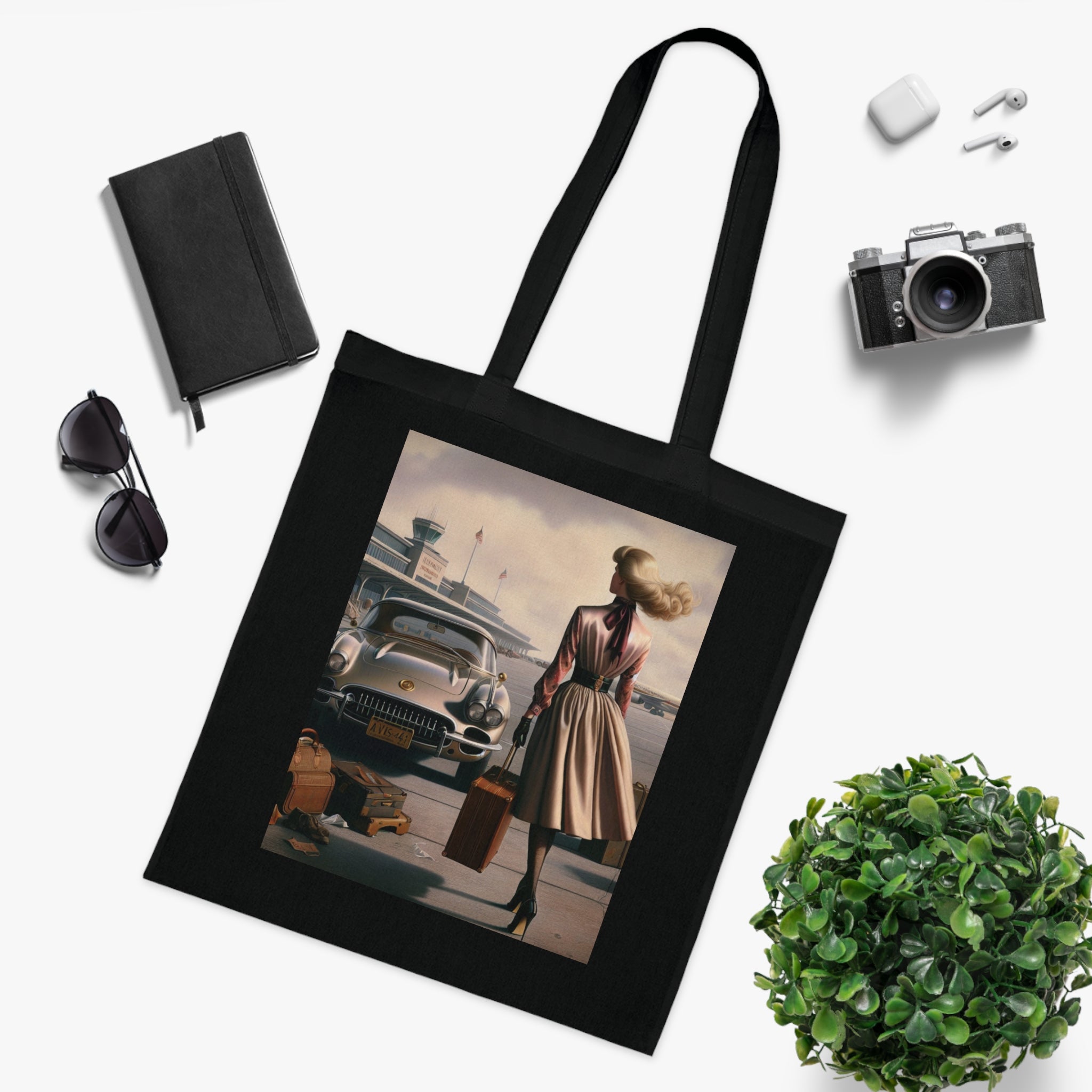 Vintage Travel Cotton Tote Bag - Stylish & Functional Artistic Tote Bag
