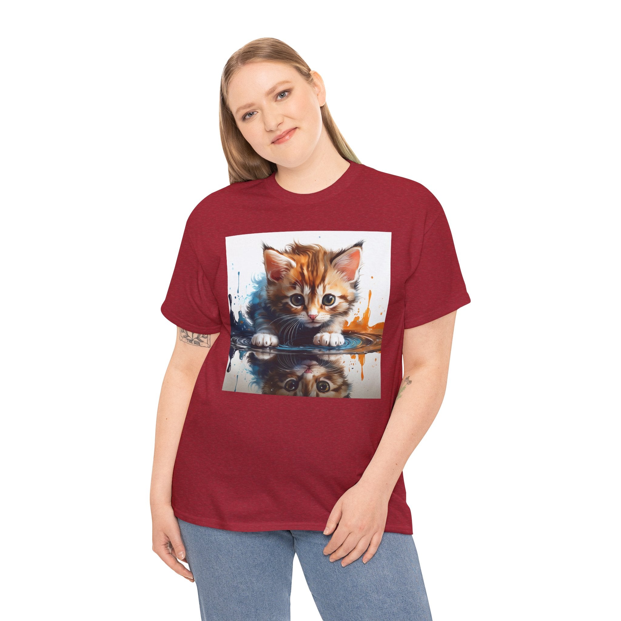 Cute Cat Unisex Heavy Cotton Tee, Cat Lover Gift, Animal Tee, Cozy Wear, Everyday Fashion, Fun Gift Idea