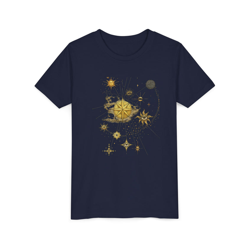 Celestial Compass Youth Tee - Astrology Inspired Short Sleeve Shirt