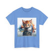 Adorable Cat Reflection Unisex Heavy Cotton Tee, Pet Lover T-Shirt, Animal Art Shirt, Cute Cat Gift for Her, Everyday Casual Wear