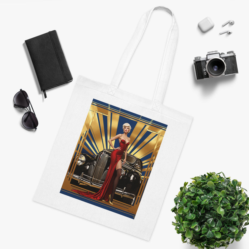 Vintage Glamour Cotton Tote Bag , Artistic Tote Bag