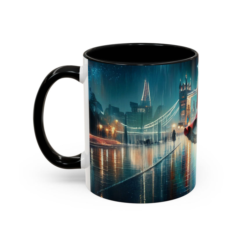 Top view of the Glamorous Cityscape Coffee Mug displaying its artistic design, perfect for urban lovers.