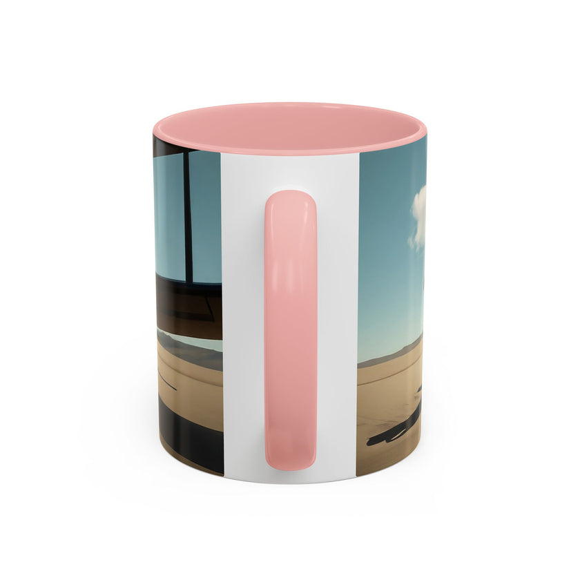 Vintage Aviation Accent Coffee Mug surrounded by coffee beans, enhancing its allure.