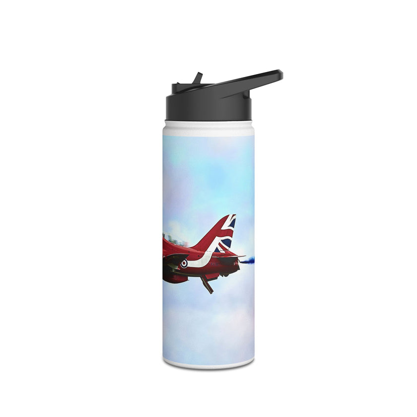 Red Arrows Cross Over Stainless Steel Water Bottle, Jet Design, Gift for Pilot, Travel Hydration, Airforce Lover, Outdoor Adventures, Red Arrows, RAF, British, Aviation,