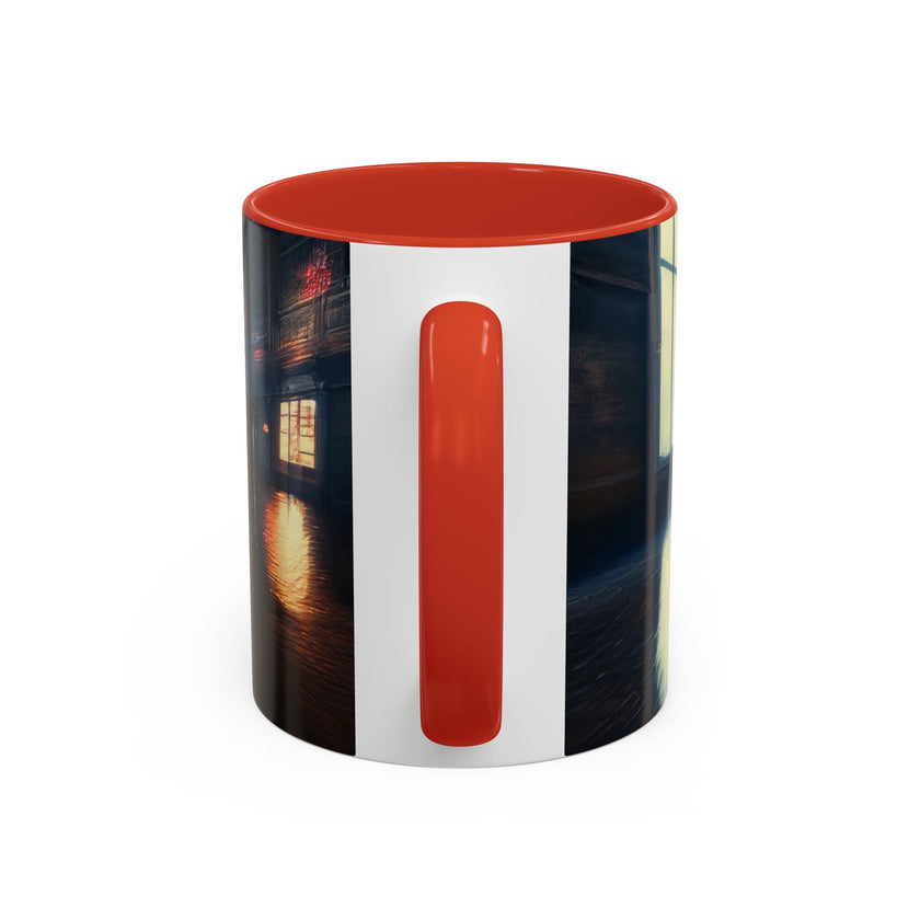Elegant Urban Nightlife Coffee Mug in a colorful kitchen, enhancing the decor with its charm.