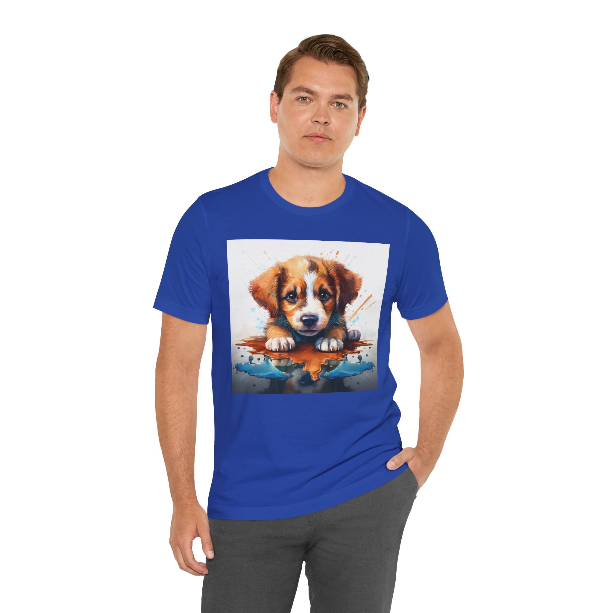 Adorable Puppy Art Tee, Cute Dog Lover's T-Shirt, Casual Gift for Animal Lovers, Gift for Him, Pet-Themed Apparel, Fun Birthday Gift