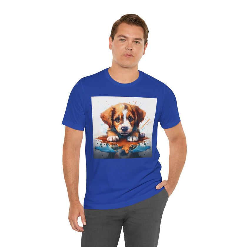Adorable Puppy Art Tee, Cute Dog Lover's T-Shirt, Casual Gift for Animal Lovers, Gift for Him, Pet-Themed Apparel, Fun Birthday Gift