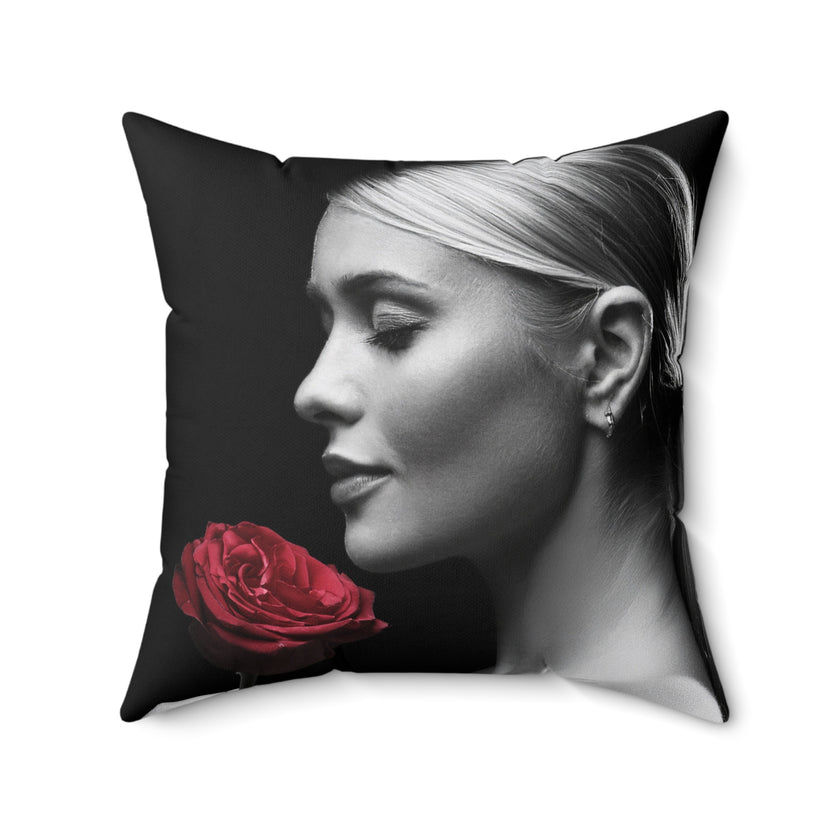 The Rose, Soft and Open, Mirrors Her Own Grace, Pillow Design