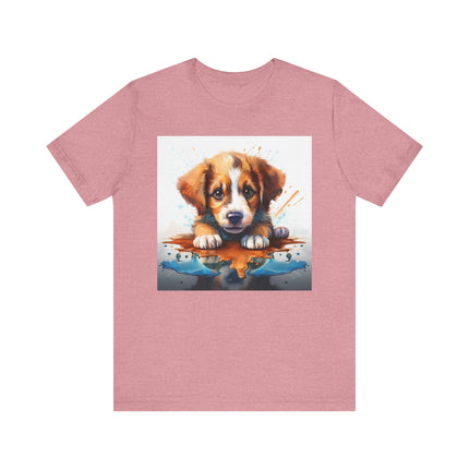 Adorable Puppy Art Tee, Cute Dog Lover's T-Shirt, Casual Gift for Animal Lovers, Gift for Him, Pet-Themed Apparel, Fun Birthday Gift