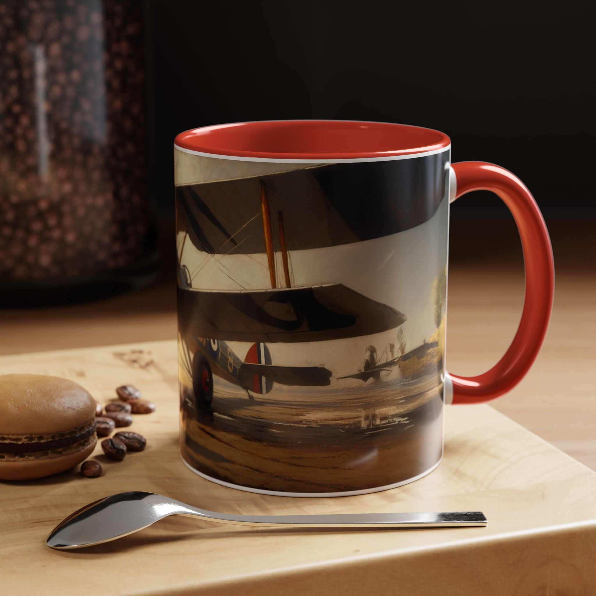 Vintage Aviator Accent Coffee Mug - 11oz, Vibrant Accent Coffee Mug