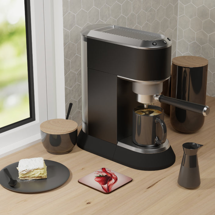 Strawberry Splash Coaster, Fun Drink Coaster, Home Bar Accessory, Kitchen Decor, Gift for Fruit Lovers, Unique Coaster Set