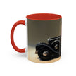 Elegant Retro Coffee Mug with Classic Car Design, designed for coffee enthusiasts.
