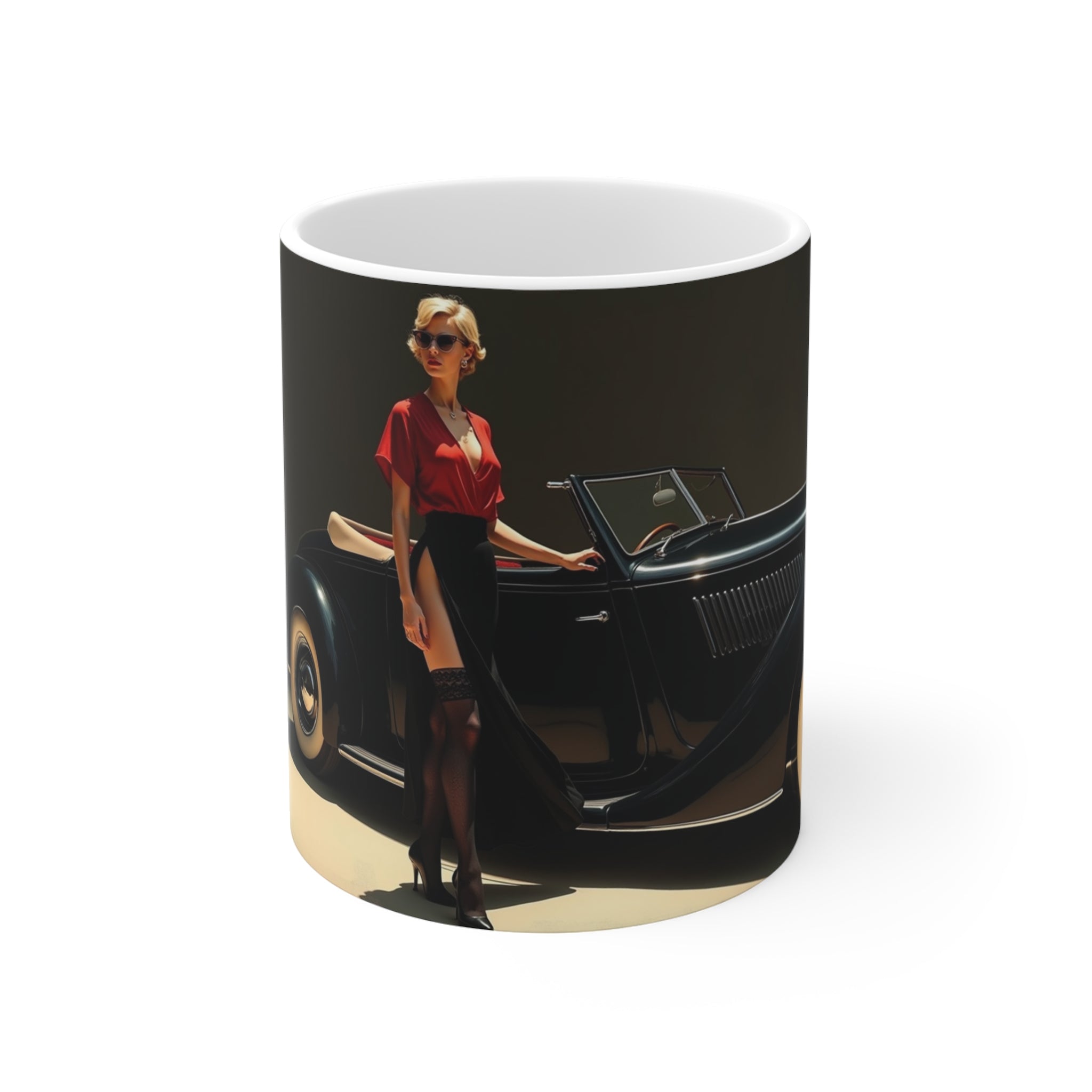 Glamour Woman,  Mug, Enthusiast Gift, Coffee Cup, Retro, Unique, Mug, Glamour, Retro, Woman, Dress, Red