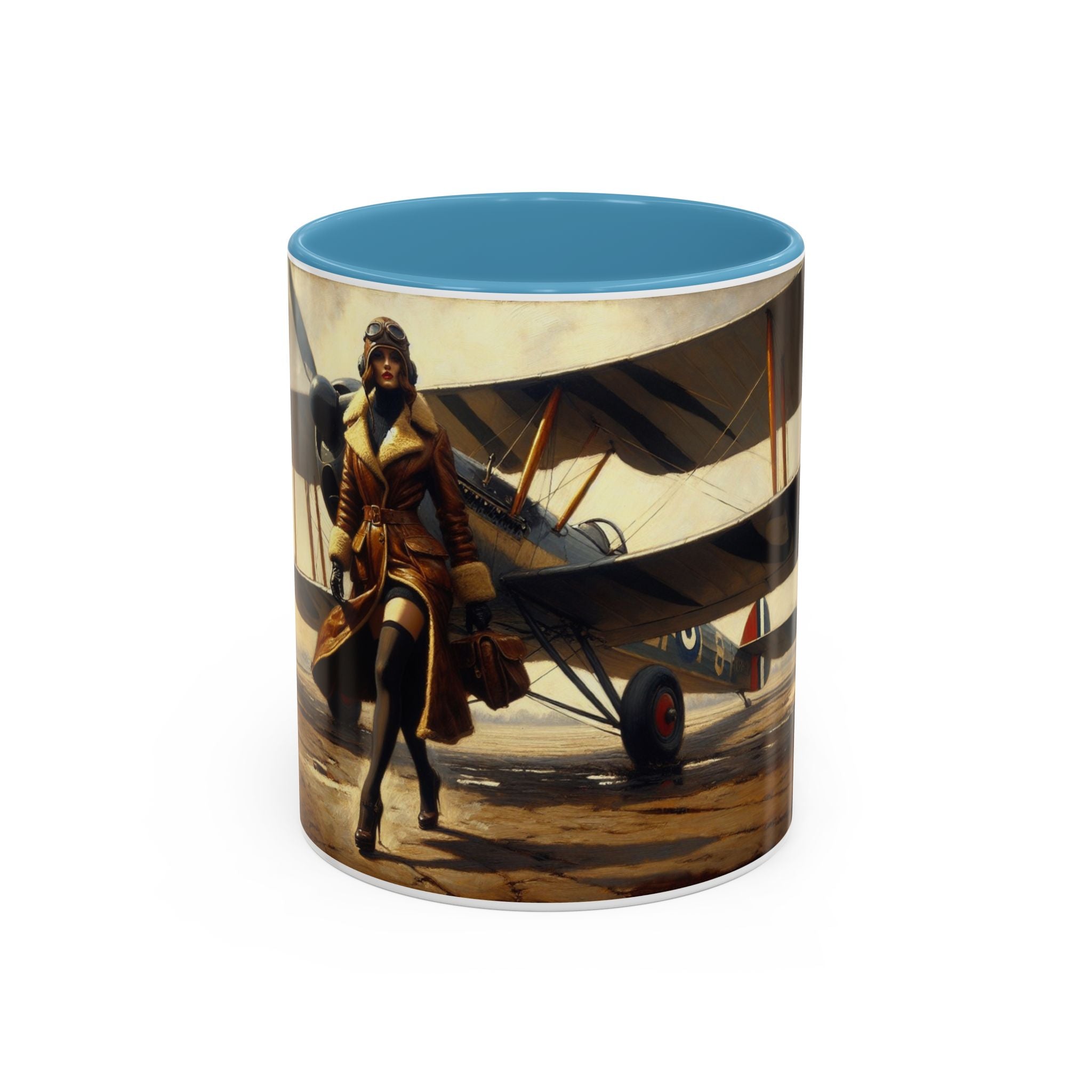 Vintage Aviator Accent Coffee Mug - 11oz, Vibrant Accent Coffee Mug