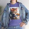 Cute Cat Unisex Heavy Cotton Tee, Cat Lover Gift, Animal Tee, Cozy Wear, Everyday Fashion, Fun Gift Idea