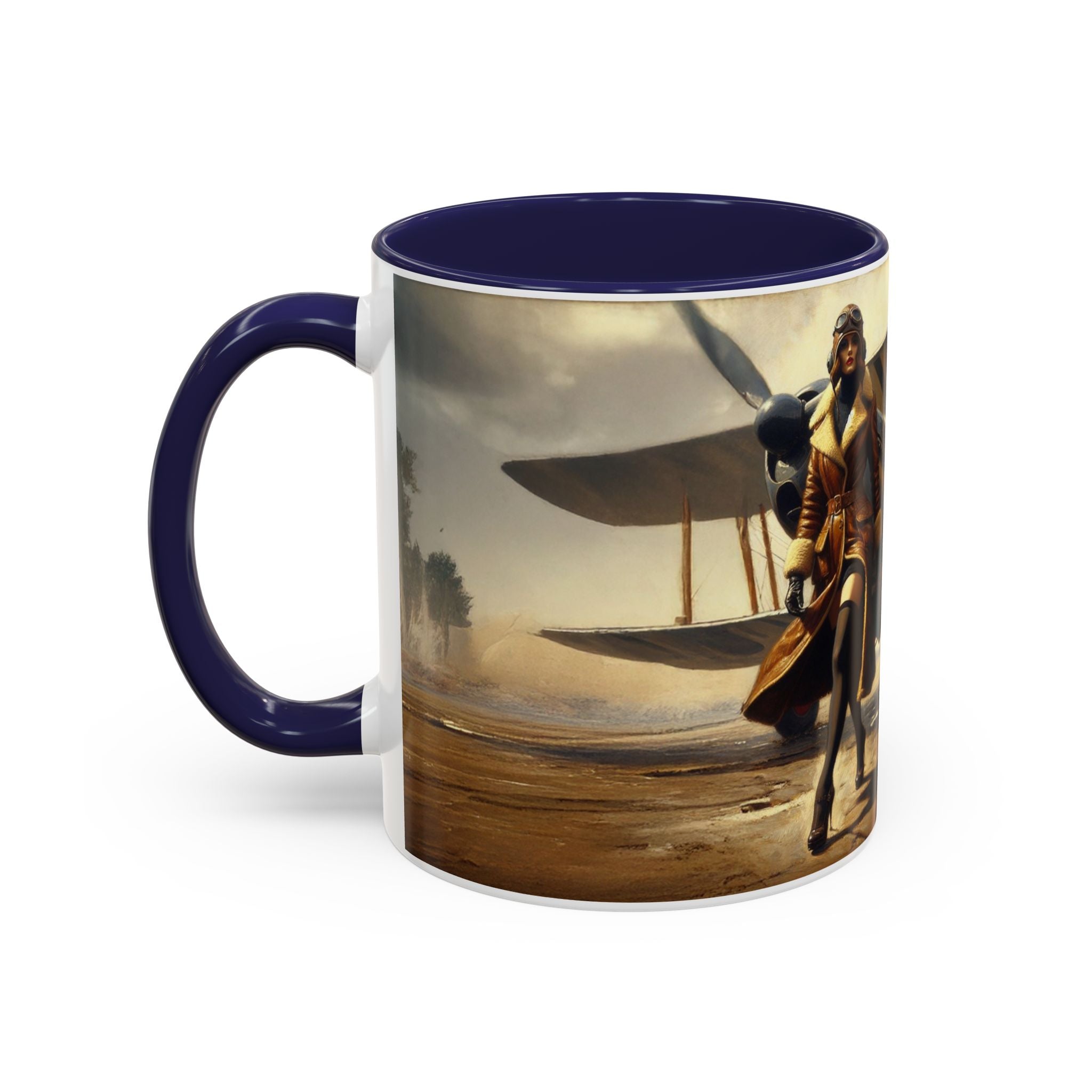 Vintage Aviator Accent Coffee Mug - 11oz, Vibrant Accent Coffee Mug