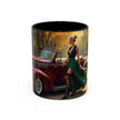Vintage Autumn Vibes Coffee Mug showcasing vibrant colors and glossy finish.