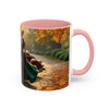 A cheerful scene with the Vintage Autumn Vibes Coffee Mug.