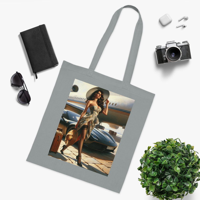 Chic Travel Cotton Tote Bag - Fashionable Design for Jetsetters