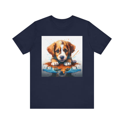 Adorable Puppy Art Tee, Cute Dog Lover's T-Shirt, Casual Gift for Animal Lovers, Gift for Him, Pet-Themed Apparel, Fun Birthday Gift