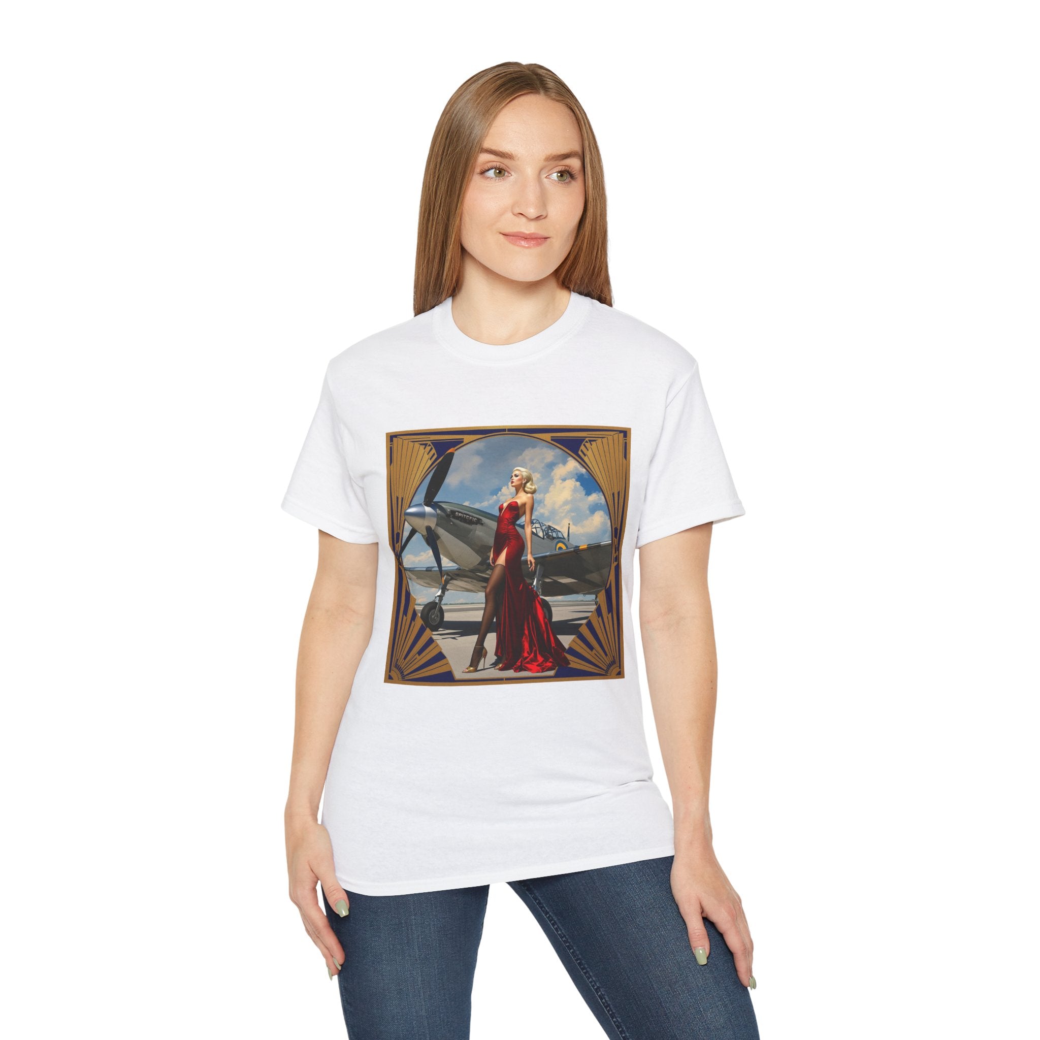 Vintage Glamour Aviation Tee, Retro Shirt, Unisex Graphic T-Shirt, Gift for Aviation Lovers, Art Deco Style Apparel