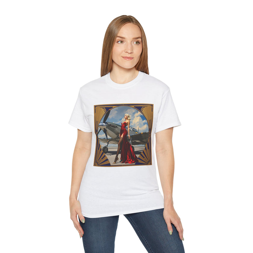 Vintage Glamour Aviation Tee, Retro Shirt, Unisex Graphic T-Shirt, Gift for Aviation Lovers, Art Deco Style Apparel