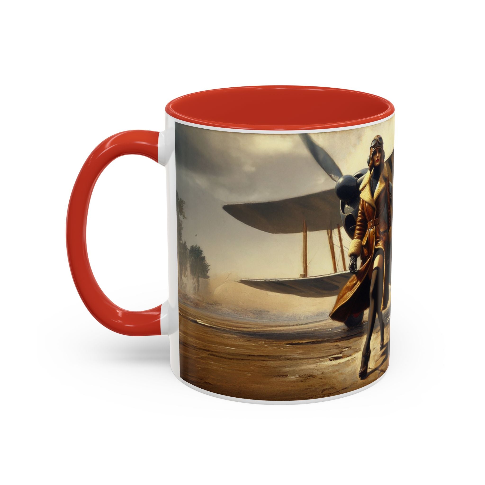 Vintage Aviator Accent Coffee Mug - 11oz, Vibrant Accent Coffee Mug