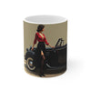 Vintage  Car Glamour London Mug, Enthusiast Gift, Coffee Cup, Retro, Unique, Mug, Glamour, Retro, Woman, Dress, Red