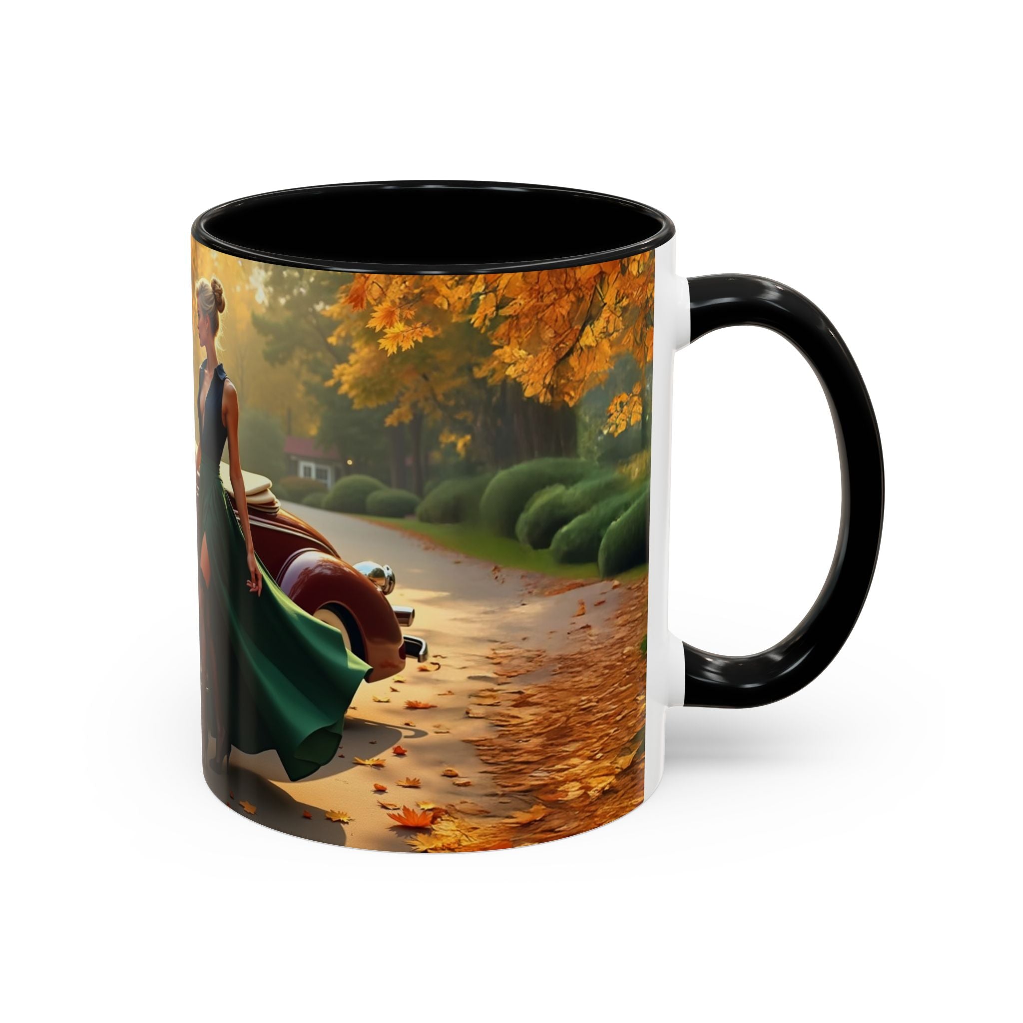 Vintage Autumn Vibes Coffee Mug ready for a cozy afternoon.