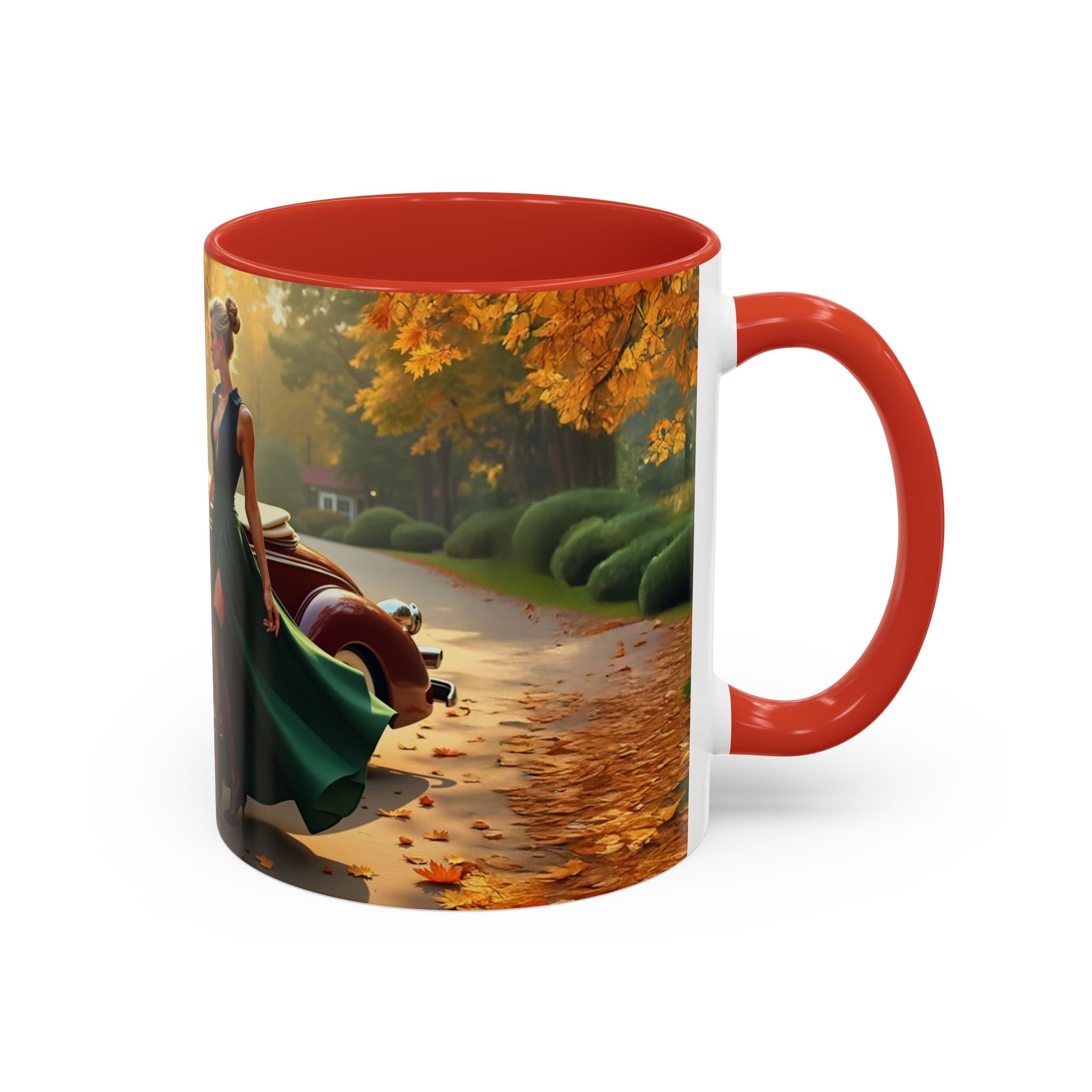 Vintage Autumn Vibes Coffee Mug paired with a cozy blanket.