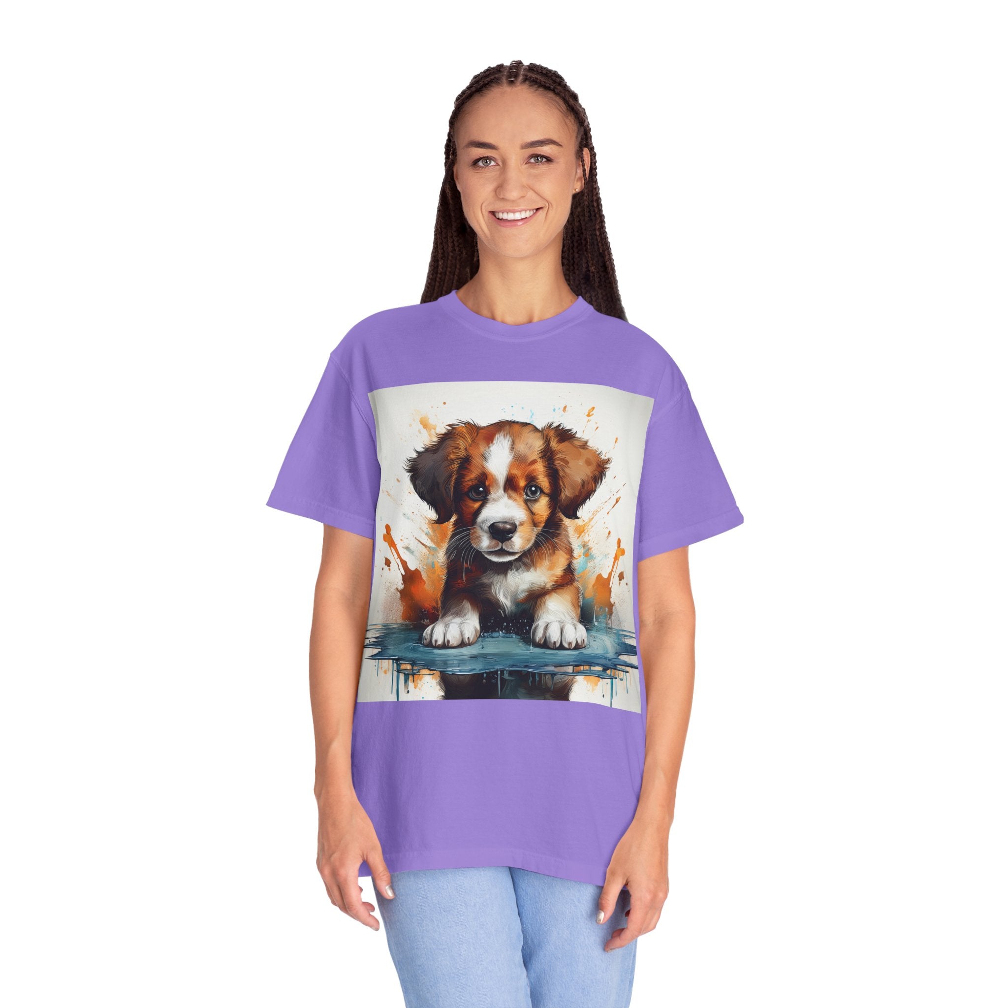 Puppy Stylish Women T-Shirt, Retro Fashion Tee, Stylish Casual Wear, Gift for Her, Trendy T-Shirt for Events