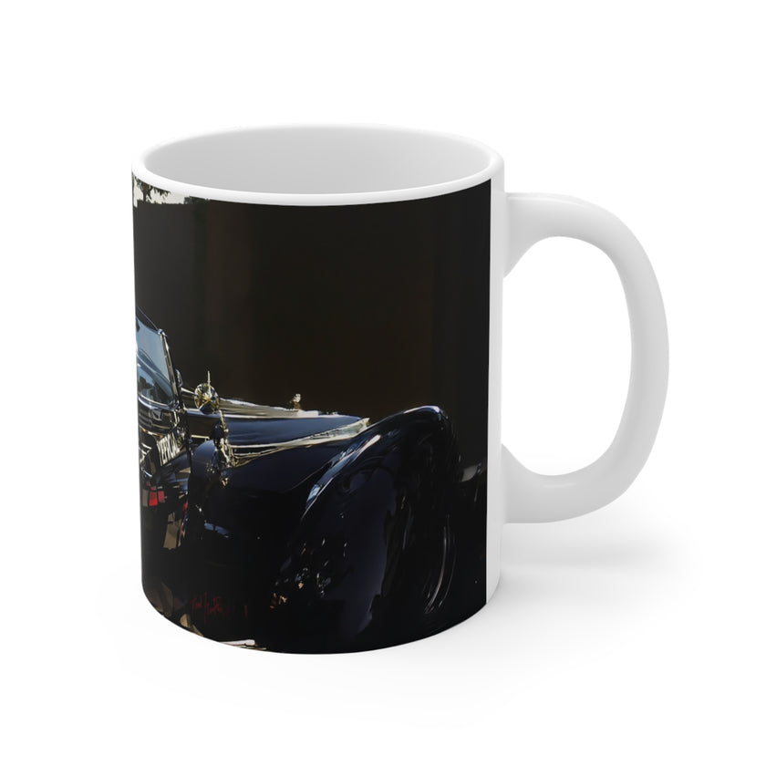 Attractive Woman In Red, Retro Car, Enthusiast Gift, Coffee Cup, Retro, Unique Pilot Mug, Glamour, Retro, Woman, Car, Dress, Red