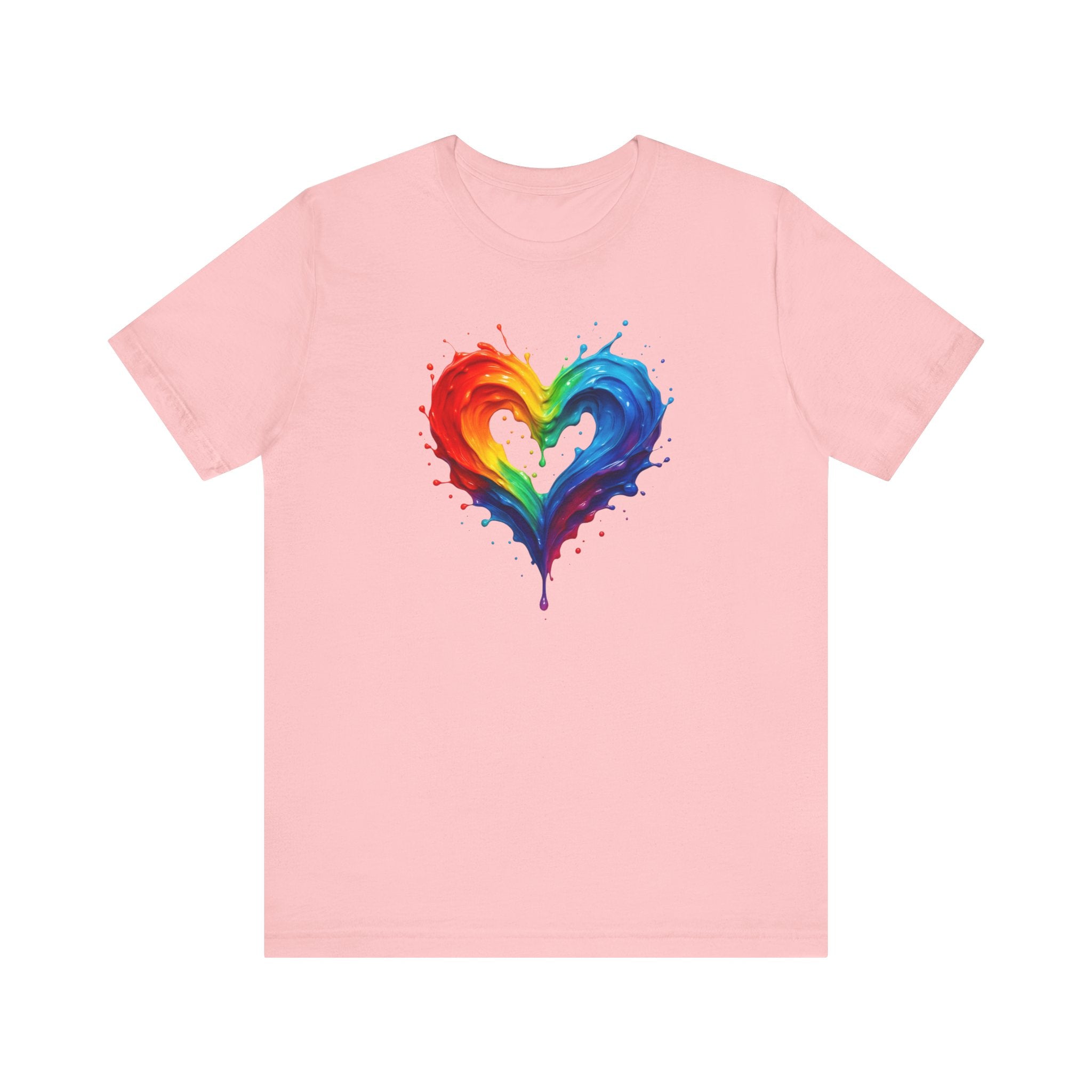 Rainbow Heart Ladies Shirt Jersey Short Sleeve Tee - Celebratory product perfect for birthday gifts.