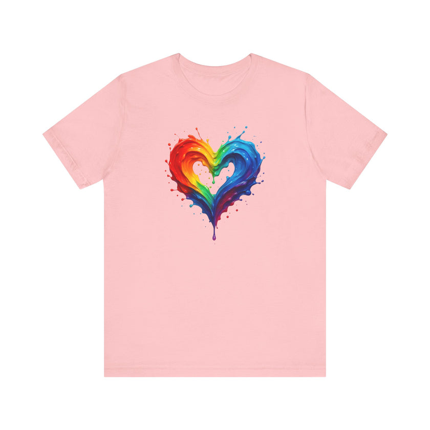Rainbow Heart Ladies Shirt Jersey Short Sleeve Tee - Celebratory product perfect for birthday gifts.