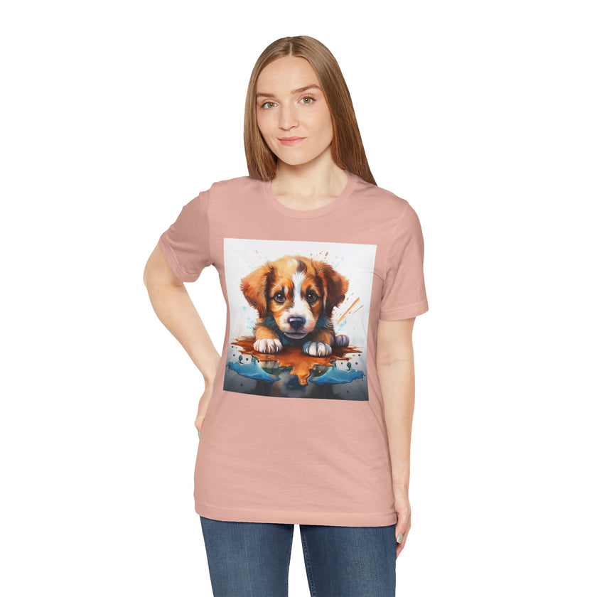 Adorable Puppy Art Tee For Her, Cute Dog Lover's T-Shirt, Casual Gift for Animal Lovers, Gift for Her, Pet-Themed Apparel, Fun Birthday Gift