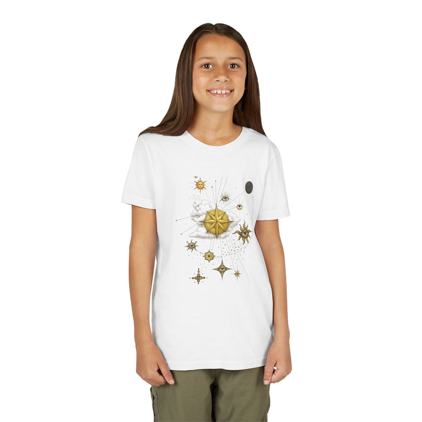 Celestial Compass Youth Tee - Astrology Inspired Short Sleeve Shirt