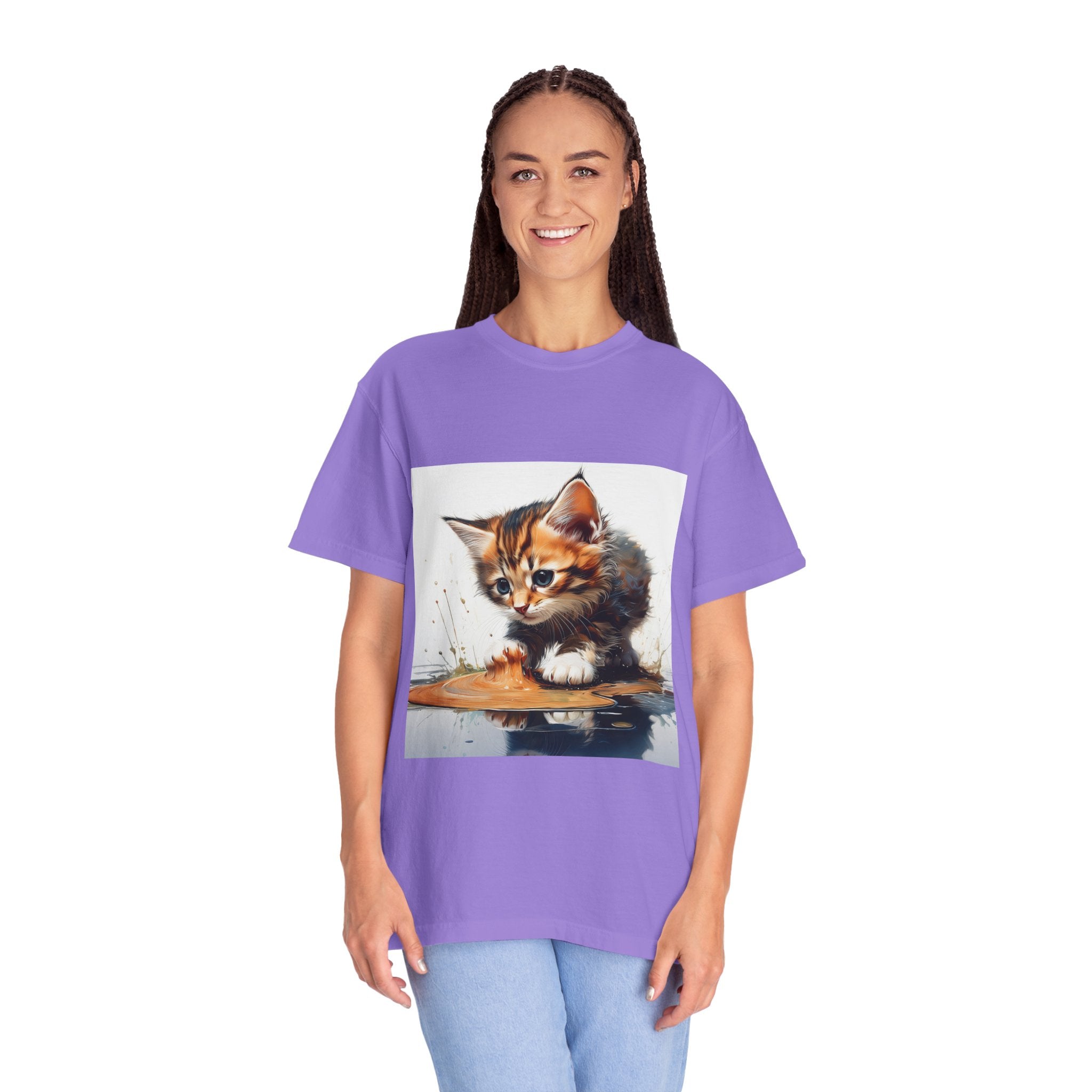 Kitten T-Shirt, Retro Fashion Tee, Stylish Casual Wear, Gift for Her, Trendy T-Shirt for Events