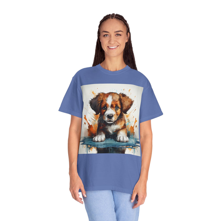 Puppy Stylish Women T-Shirt, Retro Fashion Tee, Stylish Casual Wear, Gift for Her, Trendy T-Shirt for Events
