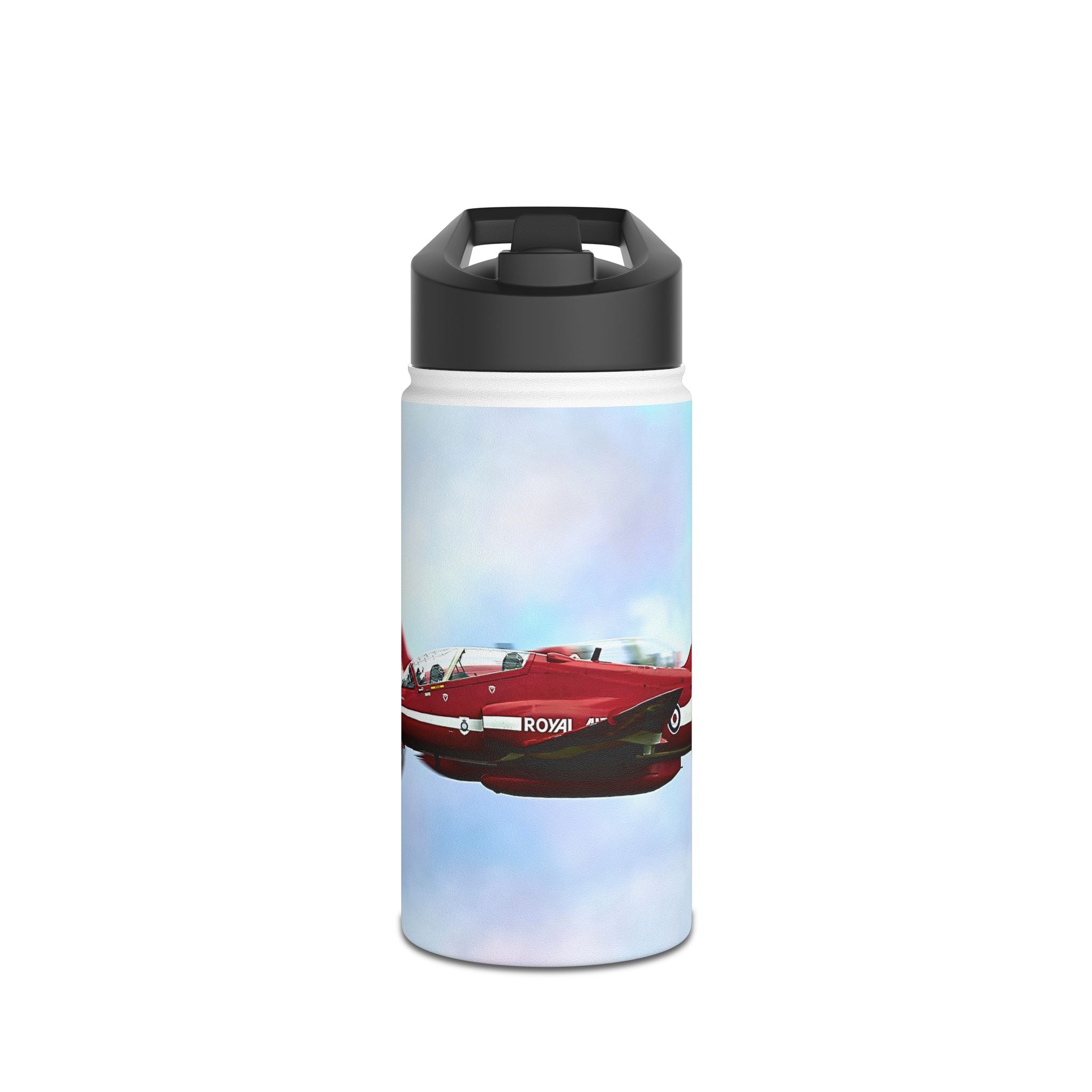 Red Arrows Cross Over Stainless Steel Water Bottle, Jet Design, Gift for Pilot, Travel Hydration, Airforce Lover, Outdoor Adventures, Red Arrows, RAF, British, Aviation,