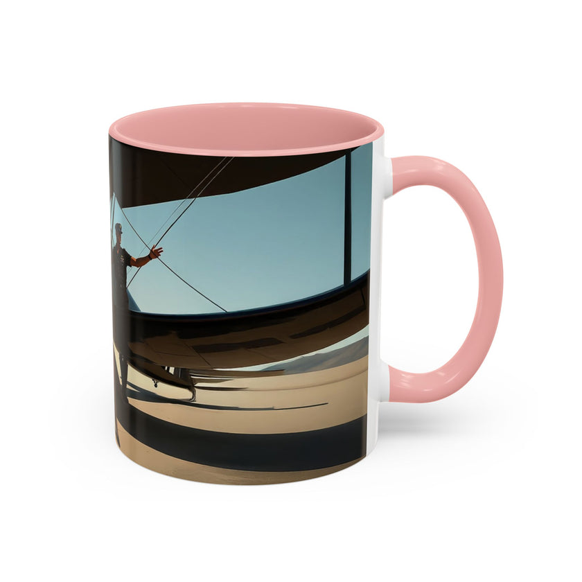 Vintage Aviation Accent Coffee Mug showcased on a dining table, ideal for family gatherings.