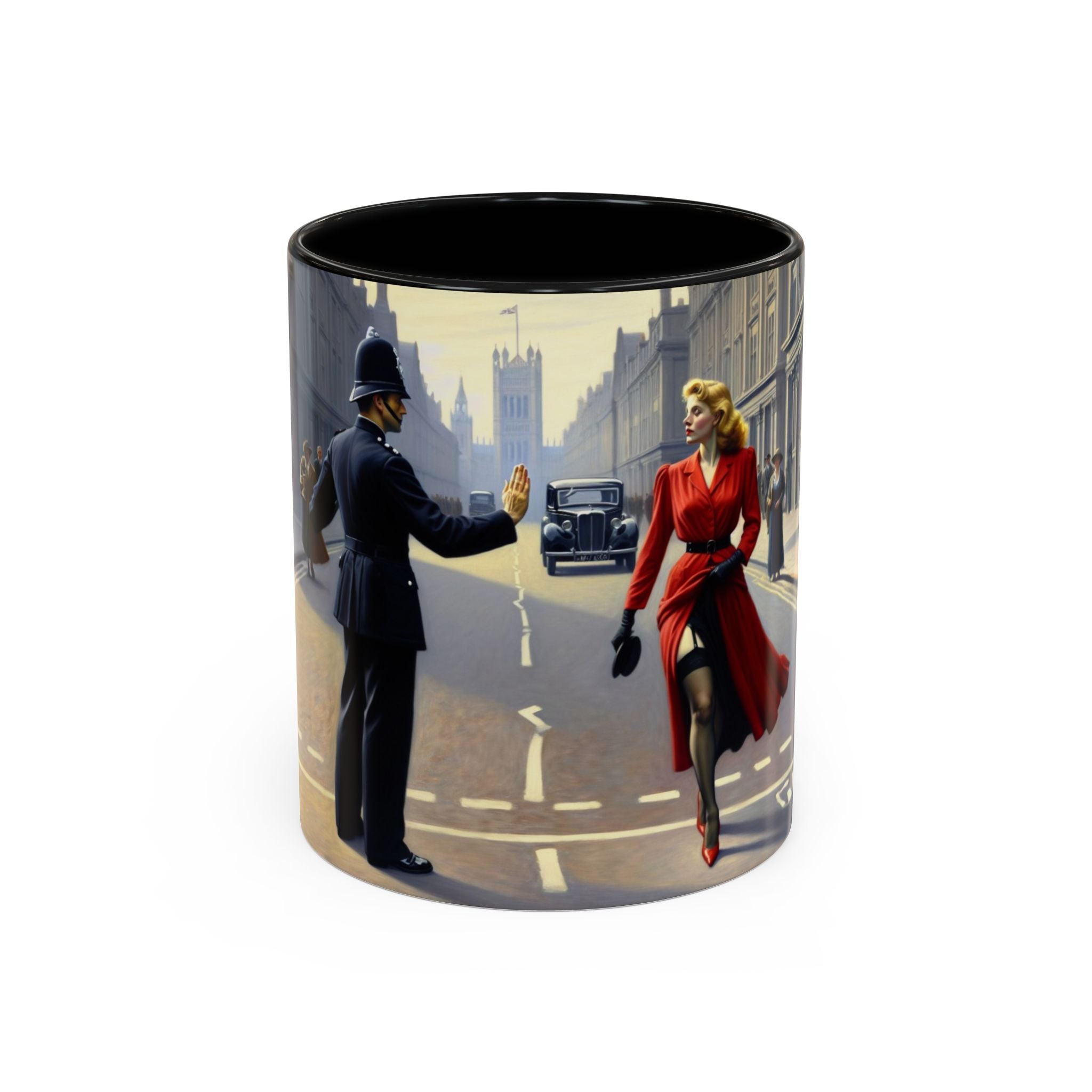 Vintage Glamour Accent Coffee Mug showcasing its vibrant design, perfect for coffee lovers.