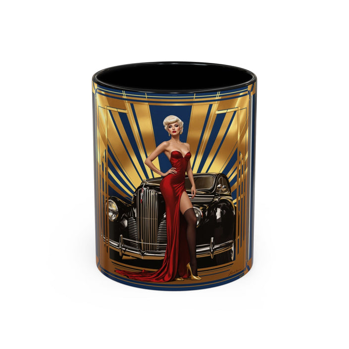 Glamorous Vintage Coffee Mug showcasing stylish design with vibrant colors and glossy finish.