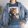 Cute Cat Unisex Heavy Cotton Tee, Cat Lover Gift, Animal Tee, Cozy Wear, Everyday Fashion, Fun Gift Idea