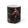 Unique Glamour London Mug, Enthusiast Gift, Coffee Cup, Retro, Unique, Mug, Glamour, Retro, Woman, Dress, Red