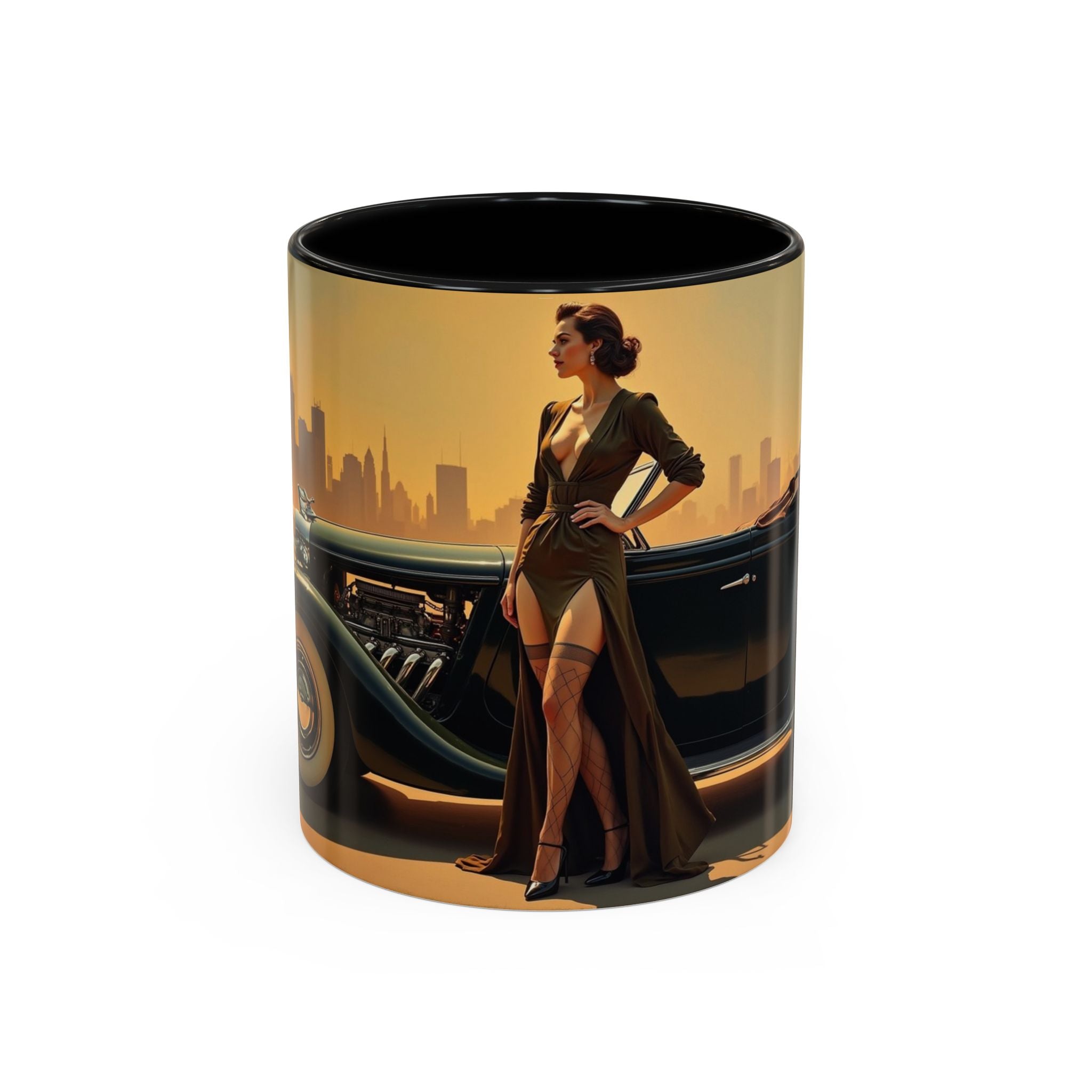 Vintage Glamour Accent Coffee Mug - 11oz with vibrant colors and glossy finish.