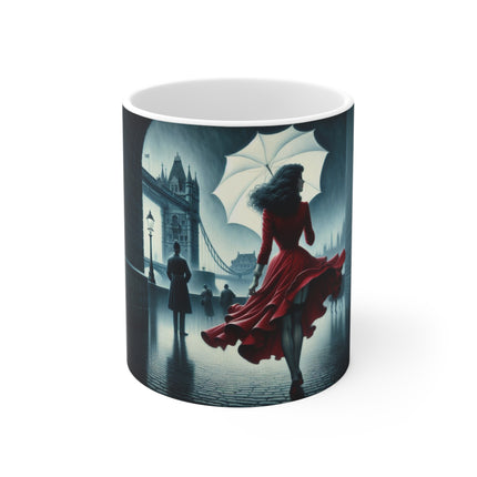 Retro Woman, Tower Bridge, A London Policeman, London Mug, Gift for Enthusiasts, Coffee Cup, Retro, Unique, Mug, Charm, Retro, London