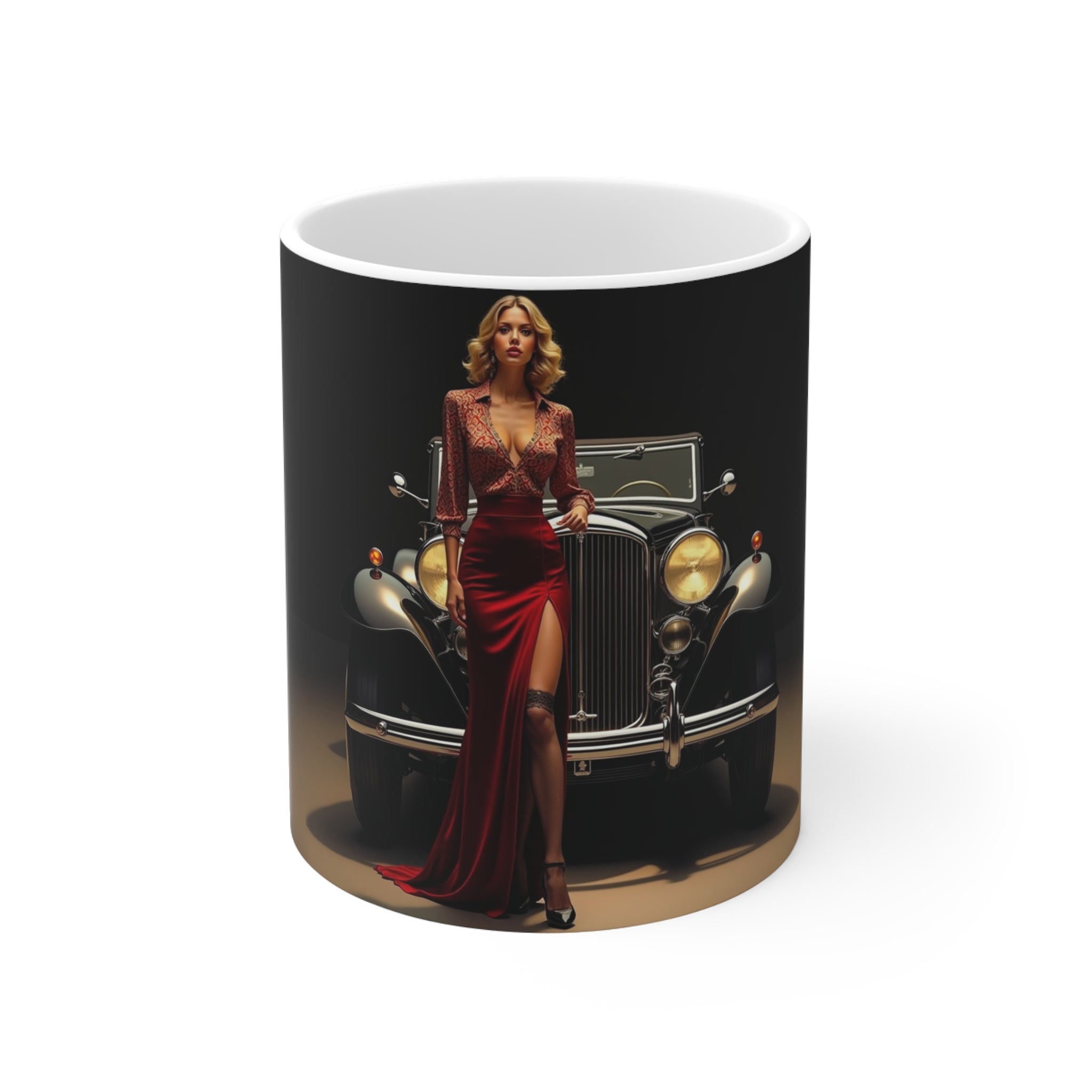 Vintage Glamour  Red Dress , London Mug, Enthusiast Gift, Coffee Cup, Retro, Unique, Mug, Glamour, Retro, Woman, London