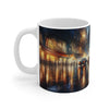 Attractive Women, Tower Bridge, Enthusiast Gift, Coffee Cup, Retro, Unique Pilot Mug, Glamour, Retro, Woman, Car, Dress, Red