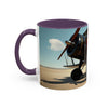 Vintage Aviation Accent Coffee Mug resting on a table, revealing its stylish design.