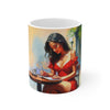 Glamour Woman In Red London Mug, Enthusiast Gift, Coffee Cup, Retro, Unique, Mug, Glamour, Retro, Woman, Dress, Red , London